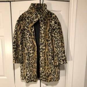 Faux fur leopard coat